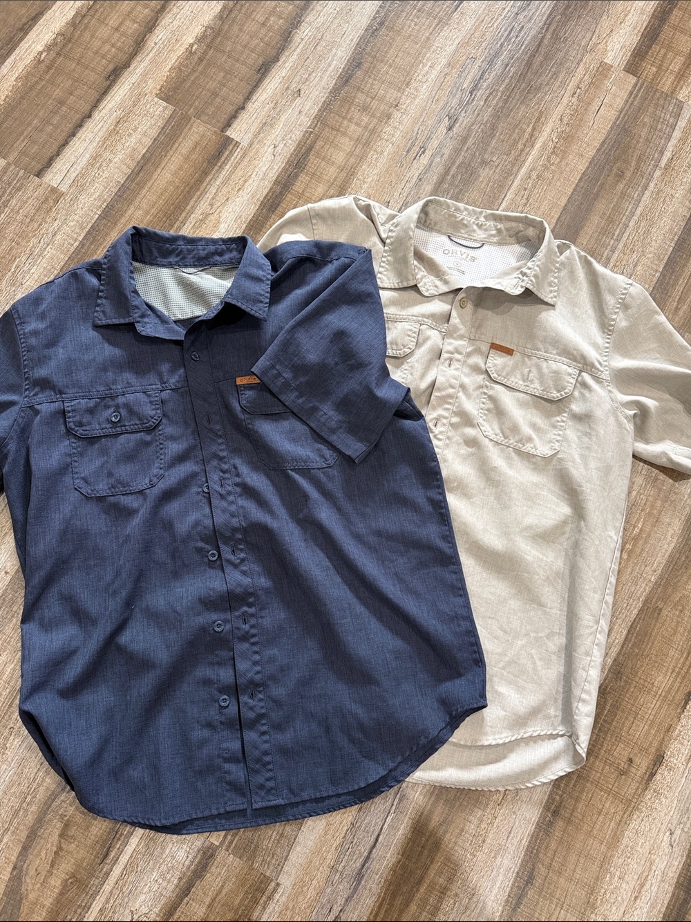 Orvis Casual Button-Down Shirts - Navy and Beige Pair